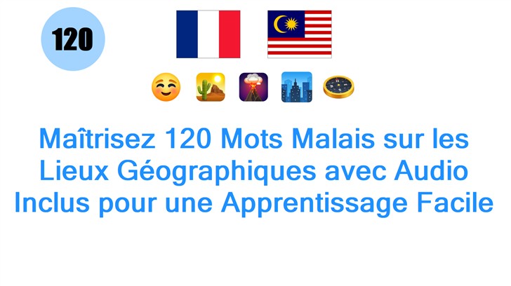 Maîtrisez 120 Mots Malais sur les Lieux Géographiques avec Audio Inclus pour une Apprentissage Facile